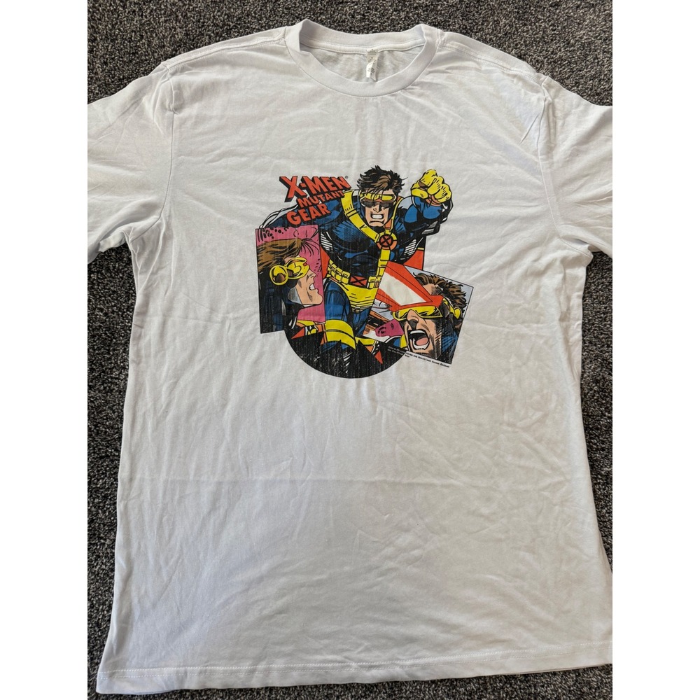 Marvel X-Men Mutant Gear Cyclops Graphic T-Shirt White Mens XL Comic Tee